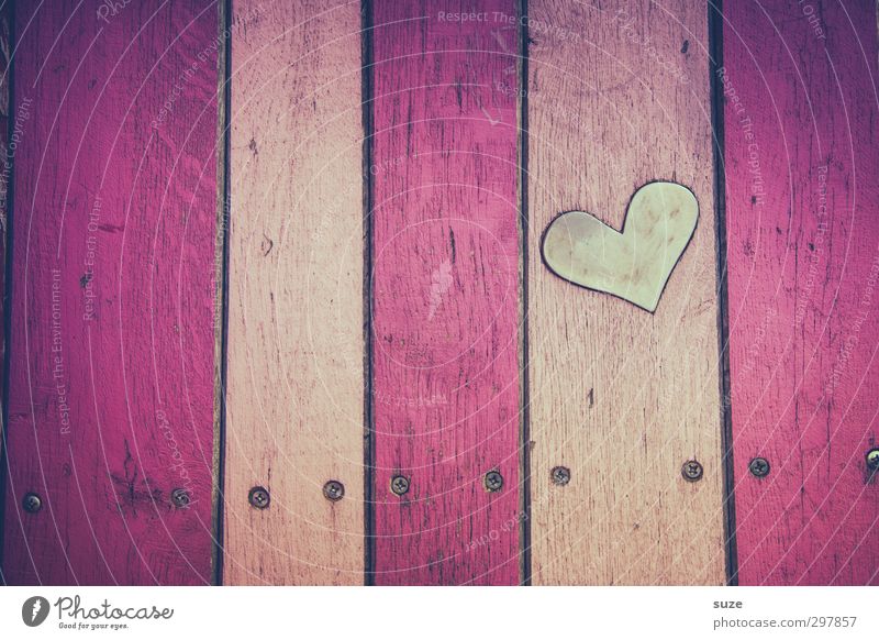 Love for detail. Heart found. Lifestyle Design Decoration Mother's Day Wall (barrier) Wall (building) Facade Wood Sign Stripe Small Cute Trashy Pink Emotions