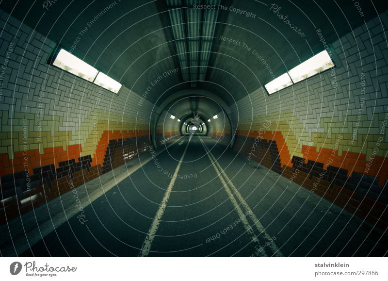 Bicycle and pedestrian tunnels Town Deserted Transport Traffic infrastructure Passenger traffic Cycling Pedestrian Tunnel Dirty Firm Infinity Cold End Symmetry