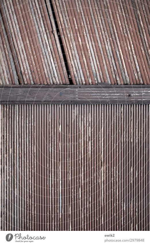 Wooden packaging Roller blind Old Brown Decline Past Transience Damage Ravages of time Colour photo Subdued colour Exterior shot Close-up Detail Abstract