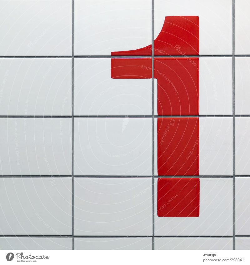 1 Success Wall (barrier) Wall (building) Sign Digits and numbers Simple Clean Red White Tile First Colour photo Interior shot Pattern Deserted Copy Space left