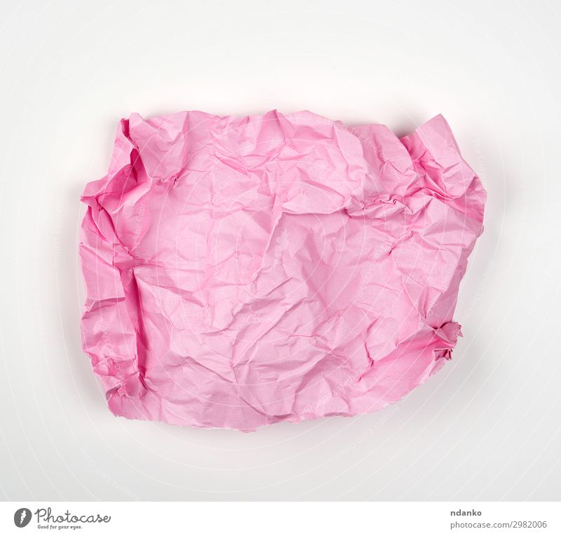 crumpled pink rectangular sheet of paper School Office Business Book Paper Write Clean Pink White Idea Grunge angle background Blank crease Diary Document