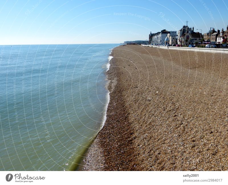 beachside... Beach Ocean English Channel England Kent Gravel beach Coast bank county of Kent deal Calm forsake sb./sth. Beautiful weather Blue sky Town Place