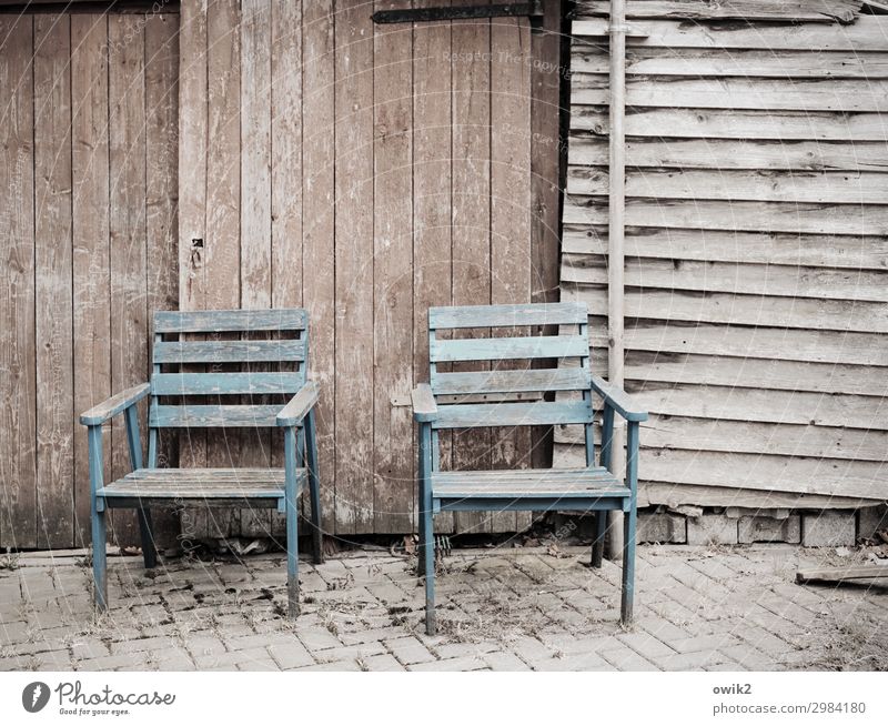 twins Gate Chair Wood Stand Wait Old Sharp-edged Simple Together Dry Serene Patient Calm Integrity Unwavering Thrifty Equal Stagnating Decline Past Transience