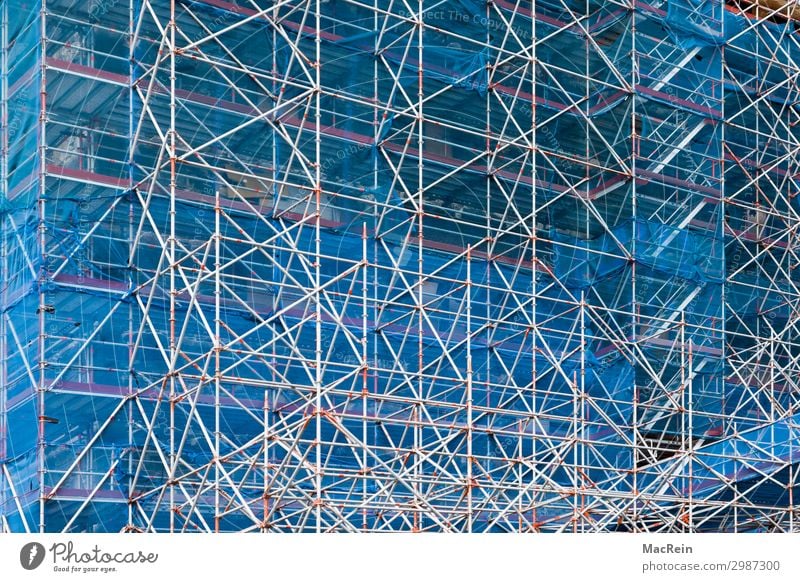 scaffolding Construction site Church Dome Wall (barrier) Wall (building) Facade Net Blue Protection Responsibility Scaffold Scaffolding Montage