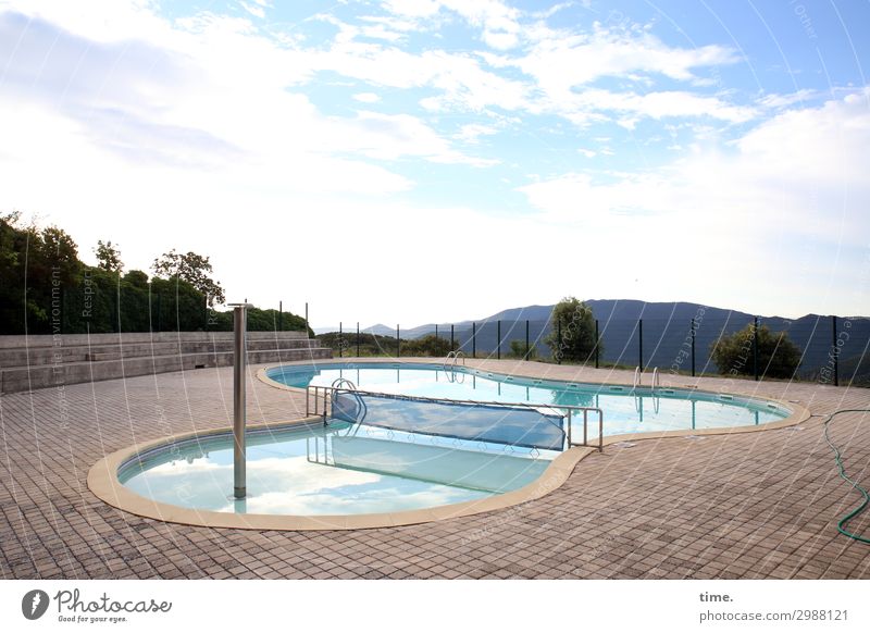 mountain bath Style Design Personal hygiene Healthy Athletic Wellness Well-being Swimming & Bathing Sky Clouds Horizon Beautiful weather Mountain Swimming pool