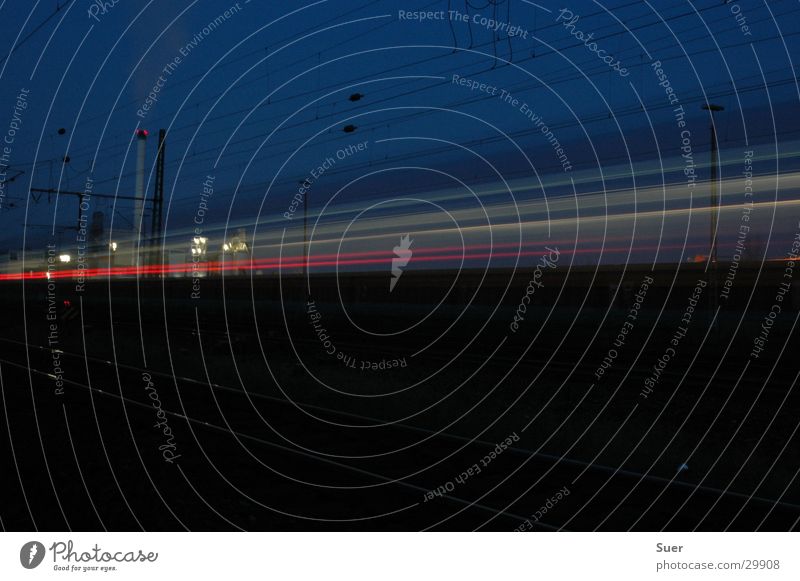 Orient_Xpress Electricity Railroad tracks Night Long exposure Transport Chimney