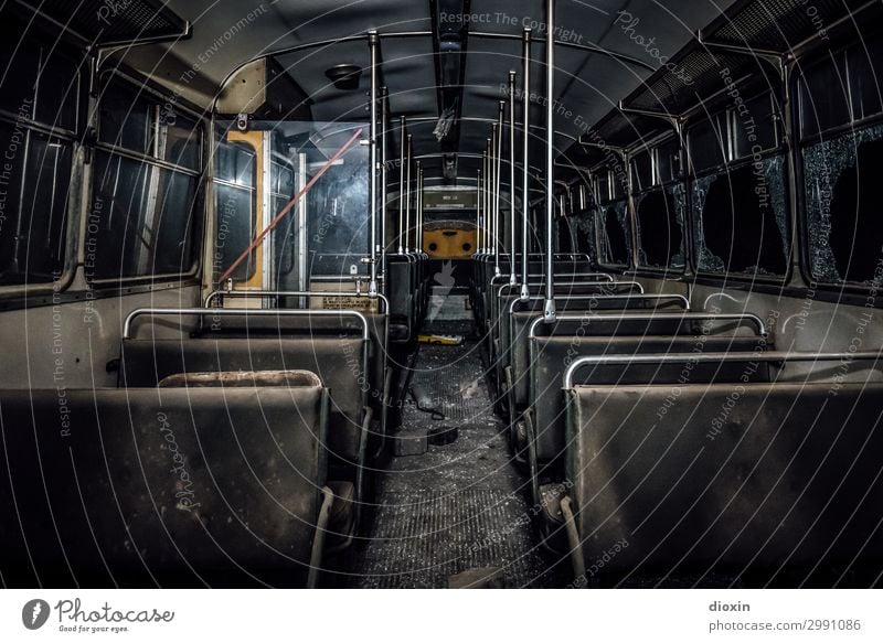 the tunnel | final destination Transport Means of transport Passenger traffic Public transit Road traffic Bus travel Vintage car Old Authentic Trashy Town