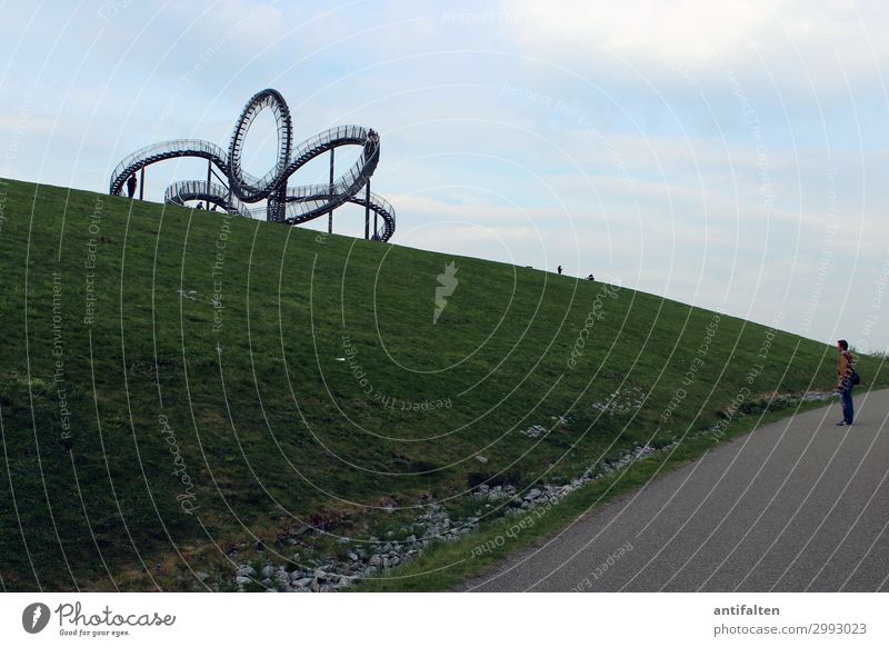 Magic Mountain Lifestyle Tourism Trip Far-off places Human being Masculine Man Adults Partner Body 1 30 - 45 years Art Work of art Sculpture Nature Meadow Hill