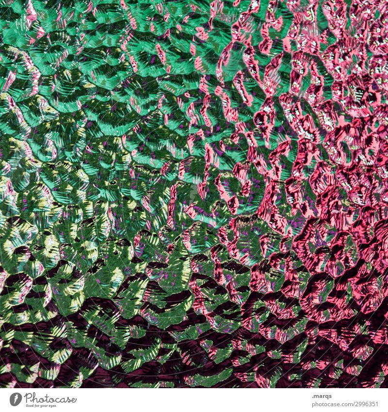 frosted glass Window Frosted glass Glass Green Pink Black Colour Background picture Colour photo Close-up Pattern Structures and shapes Copy Space left