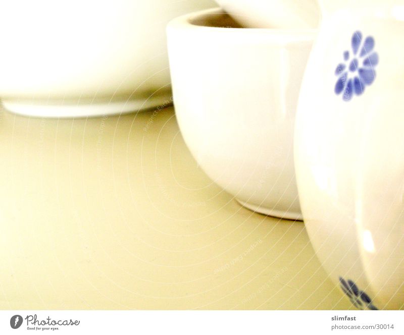 Three porcelain friends White Kitchen Shelves Still Life Cup Living or residing Crockery Detail Mortar Bowl