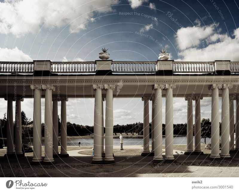 Friderician Rococo Sky Clouds Horizon Forest Lakeside Rheinsberg Castle Brandenburg Germany Old Historic Column rail Baroque baroque castle Colour photo