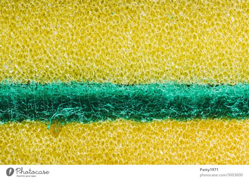 Kitchen sponge (macro) Living or residing Flat (apartment) Bathroom Sponge Surface structure Plastic Clean Gold Green Pure Cleaning Rasping Frizzy
