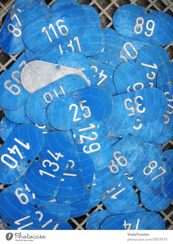 Collection of small blue signs with numbers on them Education School Study Academic studies Office work Economy Industry Financial Industry Technology