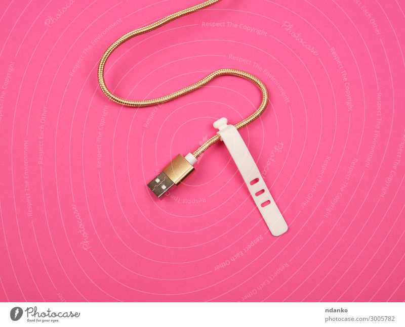golden cable for charging with electricity equipment Telephone Computer Technology Plastic Line Modern New Gold Pink Red White Considerate Creativity background