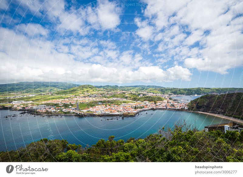 Panorama of the port city Horta on Faial, Azores Vacation & Travel Tourism Adventure City trip Cruise Landscape Plant Sky Clouds Summer Beautiful weather