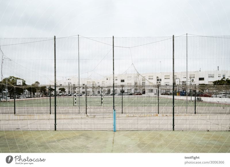 fences Leisure and hobbies Playing Sports Ball sports Sporting Complex Football pitch Park Town Movement Fence Captured Goal Looking Empty Unused Colour photo