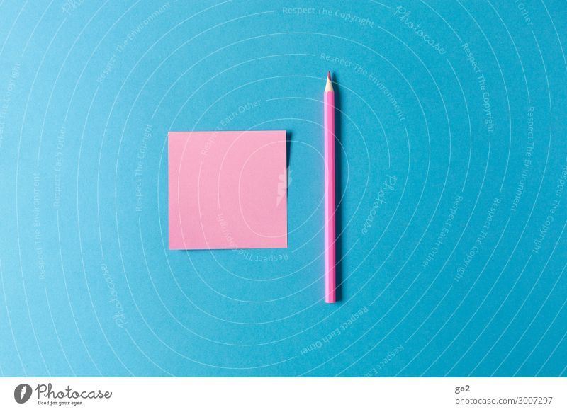 Pink note, pink pencil Parenting Education School Workplace Office Advertising Industry Stationery Paper Piece of paper Pen Draw Esthetic Blue Colour Idea