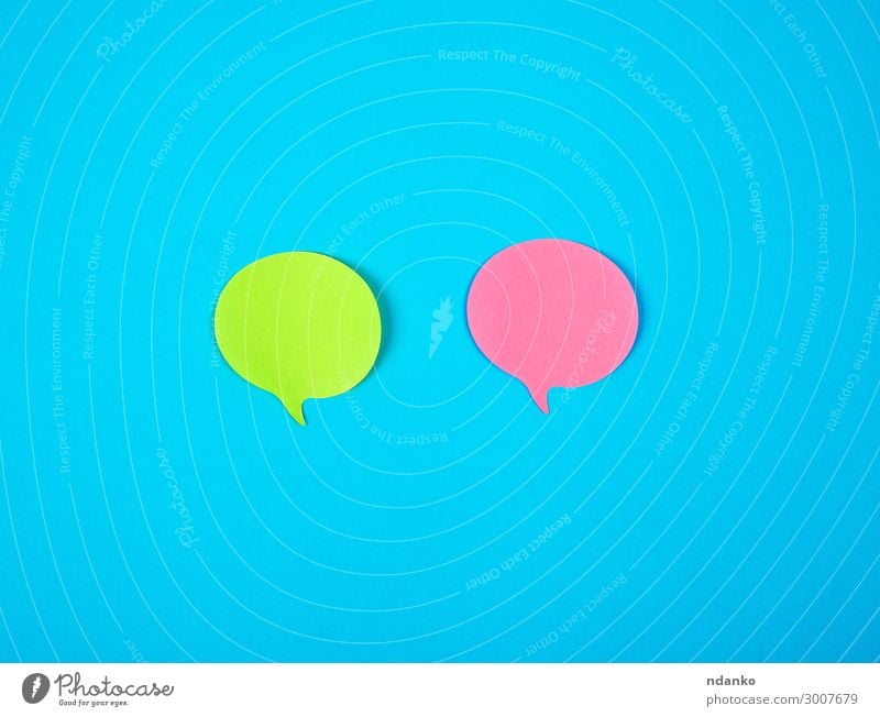 two color paper stickers on a blue background Office Clouds Paper To talk Exceptional Blue Green Pink Red Colour post note Remember Sticky Information board