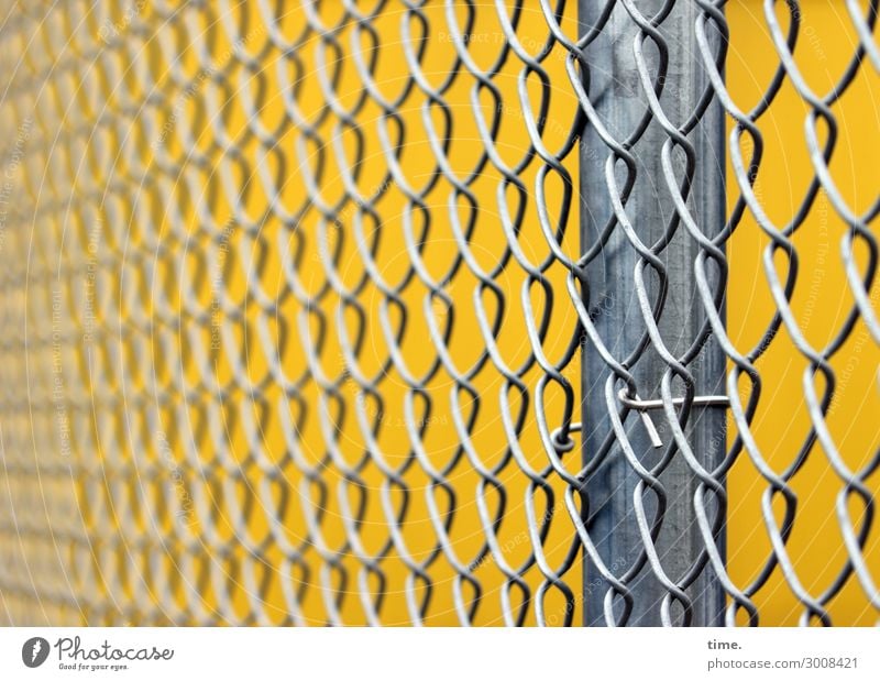 metal types (III) Workplace Construction site Craft (trade) Fence Wire netting Wire netting fence Metal Line Yellow Gray Safety Protection Disciplined Endurance