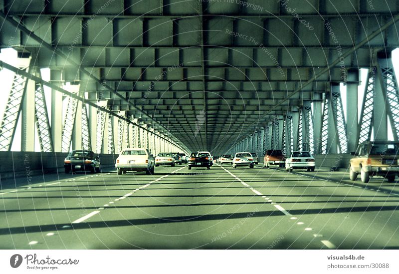 Oakland Bridge San Francisco Concrete Steel Gray Retro Americas Transport USA Water River Car Town