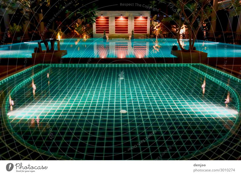 swimming pool Wellness Relaxation Calm Swimming pool Swimming & Bathing Vacation & Travel Water Exterior shot Night Light Shadow Contrast Reflection