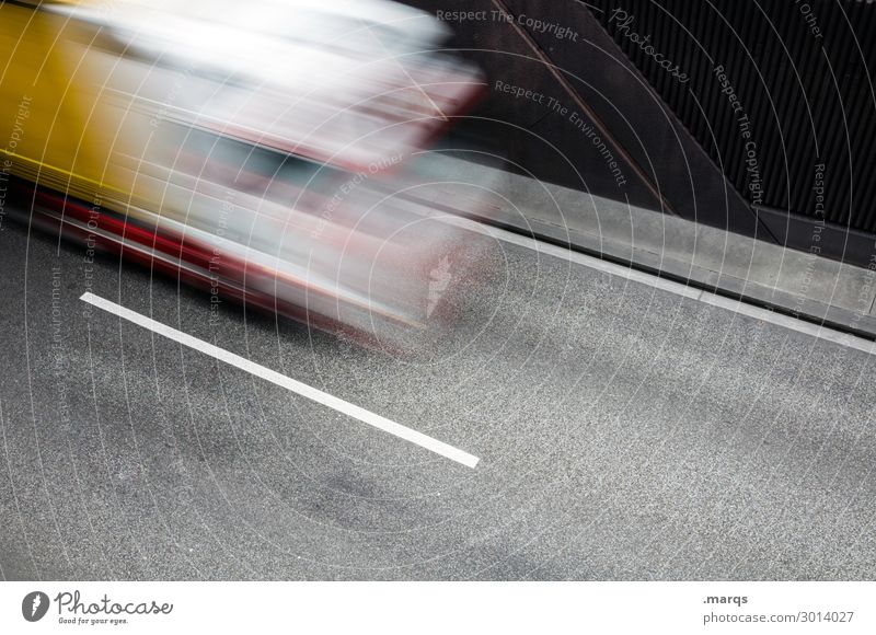 swifter Truck Logistics Transport Street Driving Speed Movement Stress Date Colour photo Exterior shot Deserted Copy Space right Copy Space bottom Long exposure