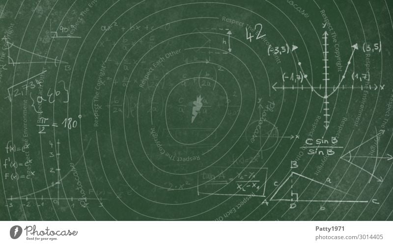 Mathematics on a green school board Education Science & Research School Blackboard Academic studies Physics Background picture Sign Characters