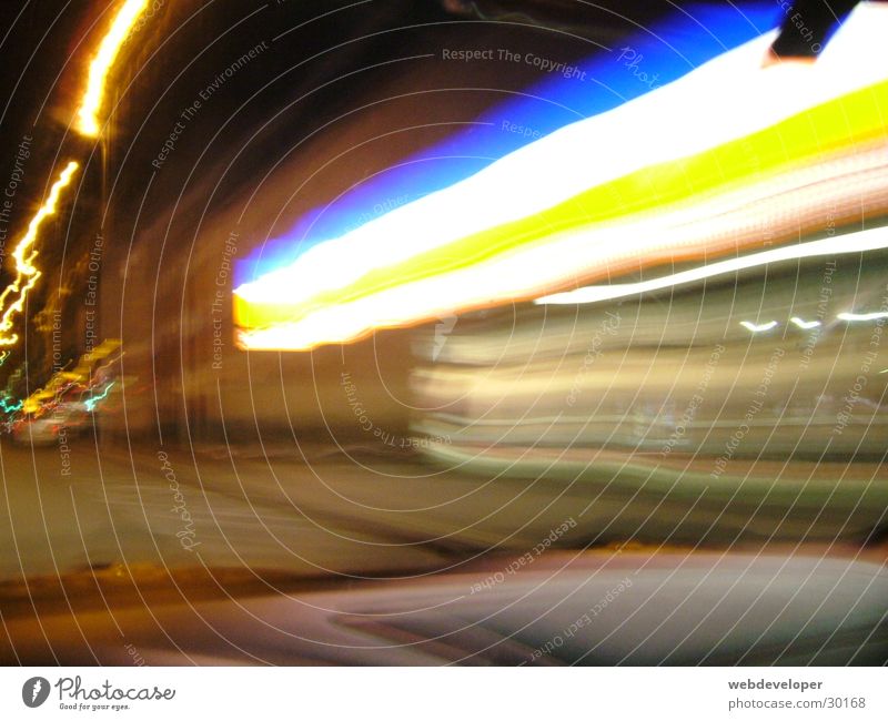 Aldi Store premises Supermarket Dark Stripe Light Long exposure aldi Lidl discount Bright Blue Orange