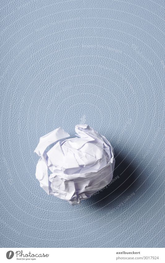 crumpled paper Office Business Blue Frustration Background picture Paper Ball paper ball Wrinkles Throw away Write Desk Blotting pad Fiasco Error Creativity