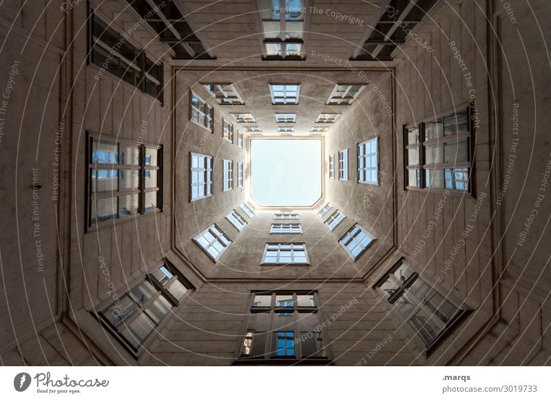 skyscraper Cloudless sky House (Residential Structure) Building Architecture Facade Window Interior courtyard Living or residing Exceptional Tall Arrangement