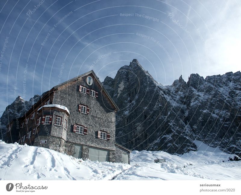 Karwendel Europe Alps Chalk alps Snow Hut Sky Mountain