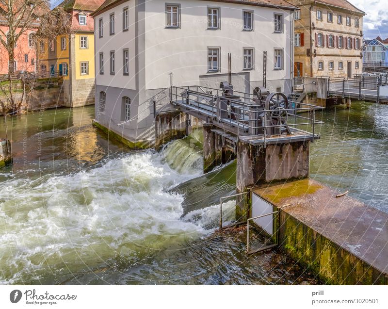 Bamberg at river Regnitz House (Residential Structure) Culture Water Coast River bank Brook Old town Bridge Manmade structures Building Architecture Facade