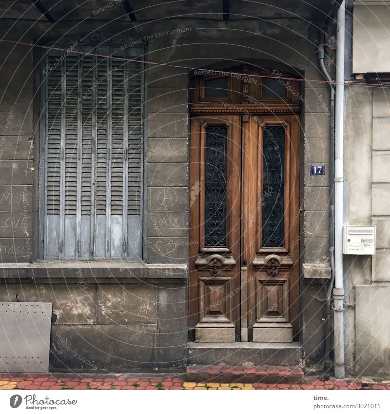 time-honored France Old town House (Residential Structure) Wall (barrier) Wall (building) Facade Window Door Entrance Downspout Shutter Transmission lines