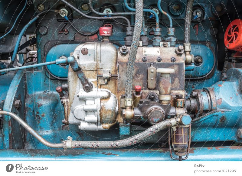 Diesel injection pump of a old tractor. Lifestyle Style Leisure and hobbies Science & Research Workplace Factory Economy Agriculture Forestry Industry Machinery