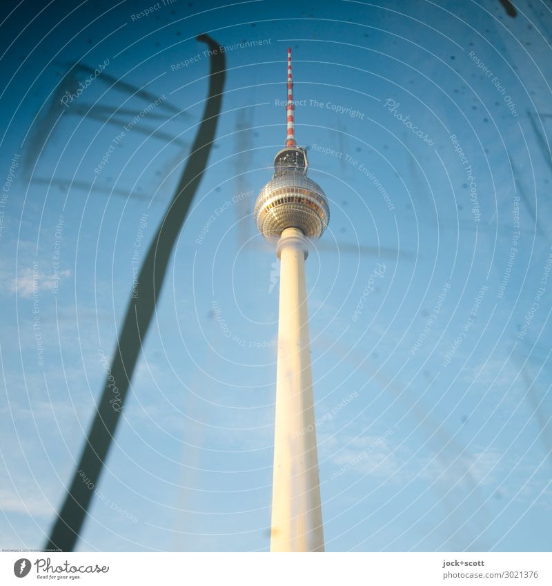 Scratch and television tower Sightseeing Street art Cloudless sky Beautiful weather Alexanderplatz Downtown Berlin Tower Tourist Attraction Landmark