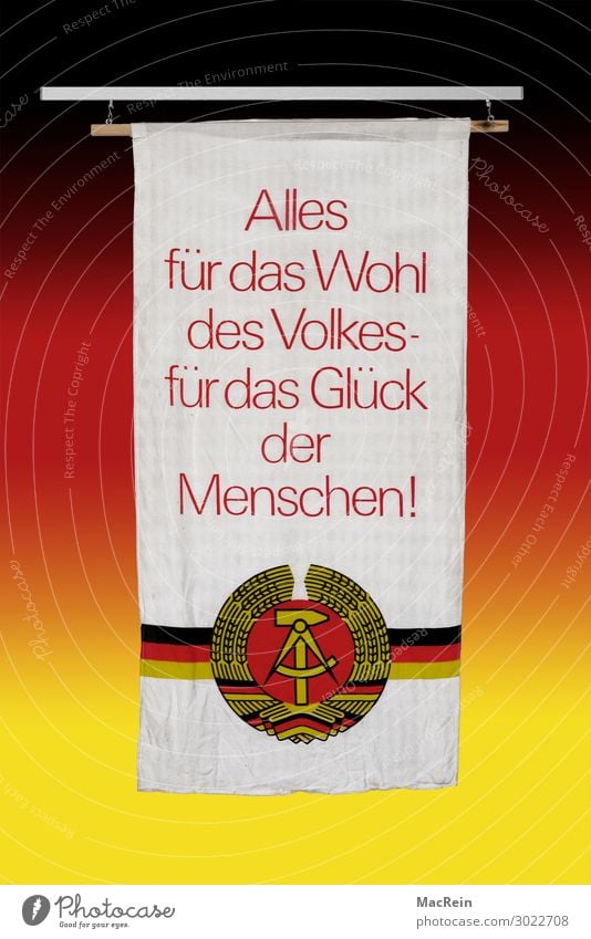 40th anniversary of the GDR Hammer Flag Old Slogan Background picture Germany Symbols and metaphors Text Coat of arms Figure of speech Crescent moon