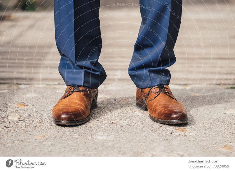 Men wearing grey leather classic shoes, black trousers and white shirt,  business style Stock Photo by olegbreslavtsev