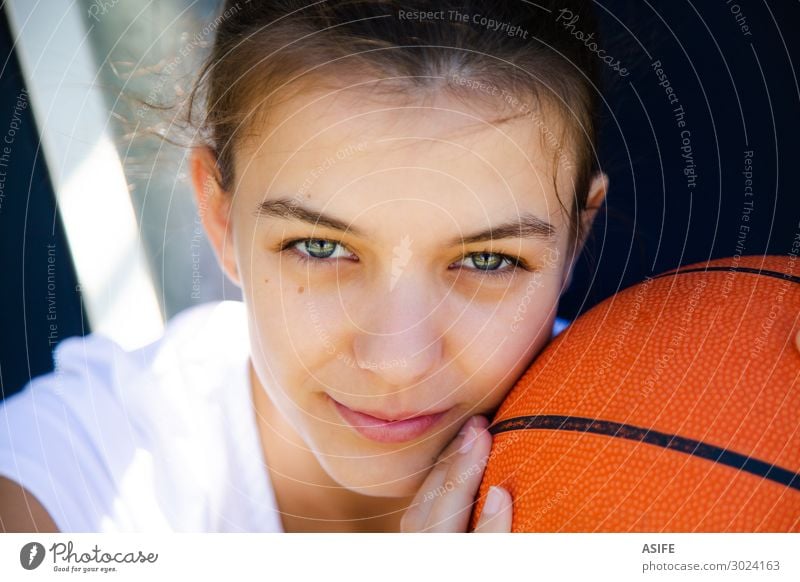 She loves basketball more than anything Lifestyle Happy Beautiful Face Playing Sports Woman Adults Youth (Young adults) Park Smiling Sit Dream Cute girl teenage