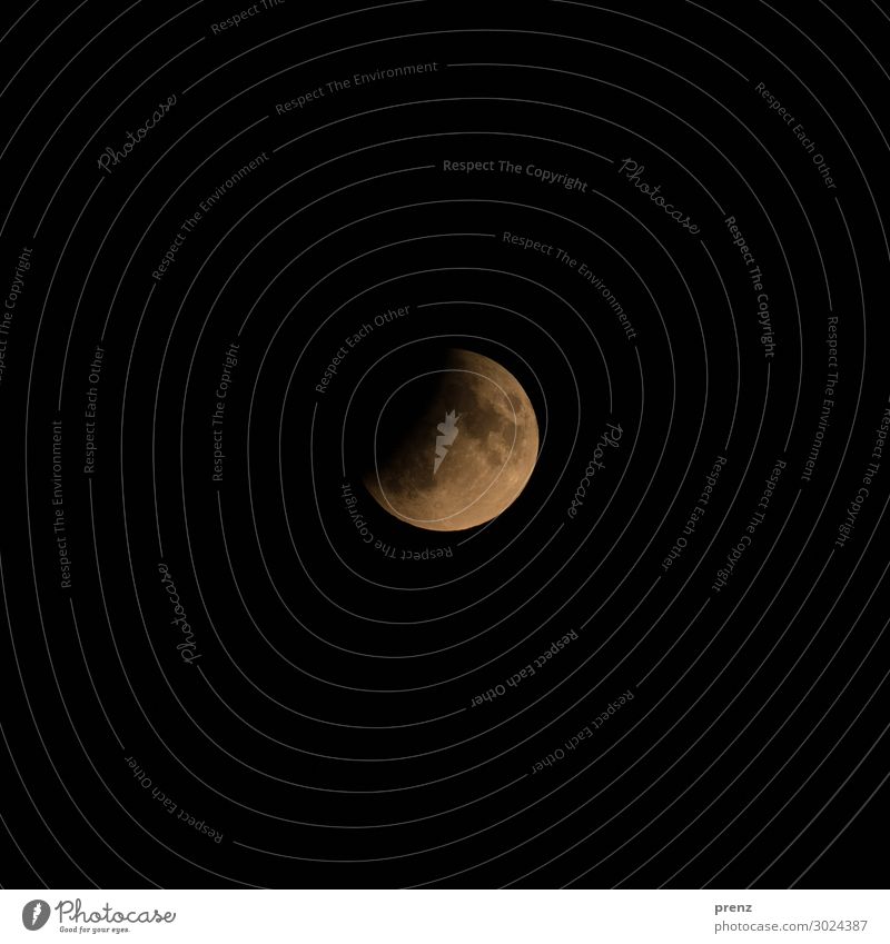Partial Lunar Eclipse Environment Nature Sky only Cloudless sky Night sky Moon Lunar eclipse Full  moon Summer Beautiful weather Orange Black Volcanic crater