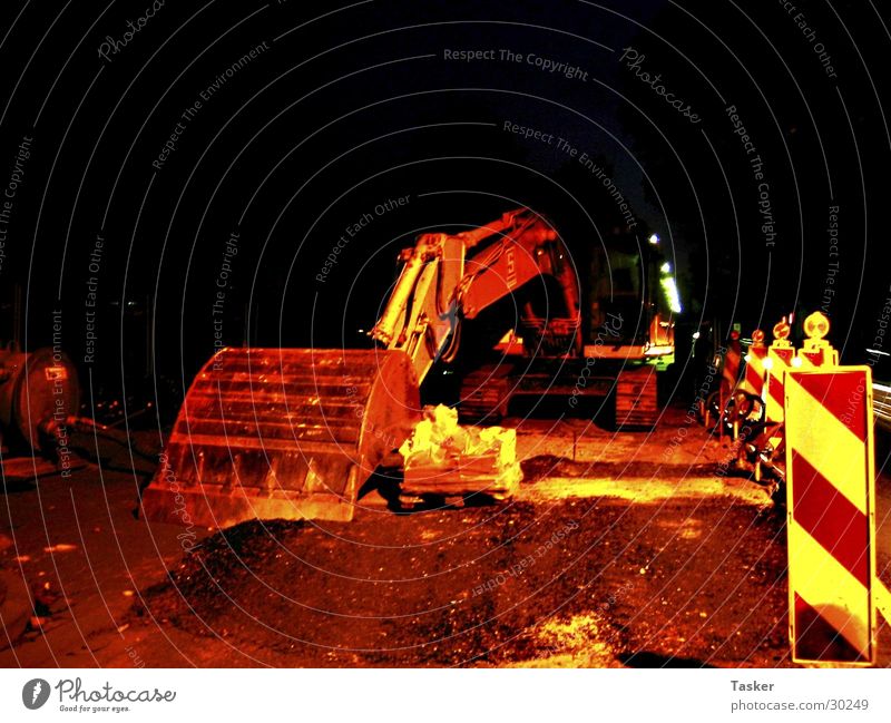 Excavator ur life away ! Night Construction site Shovel Industry Street streets