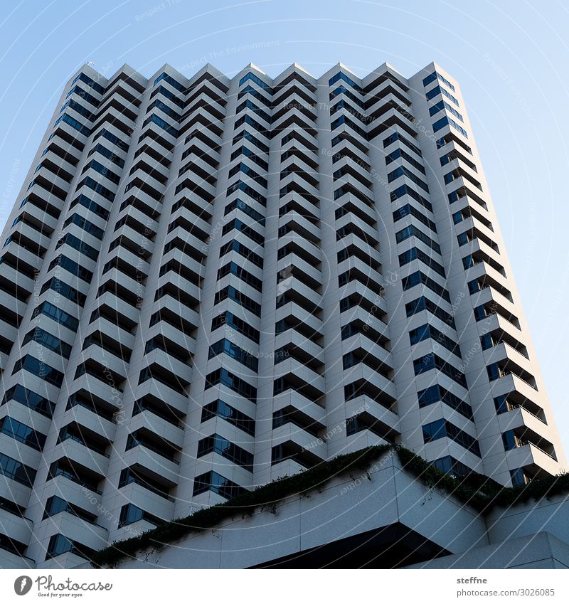 square waved Town High-rise Blue sky Graphic San Diego USA Colour photo Deserted Copy Space top Worm's-eye view