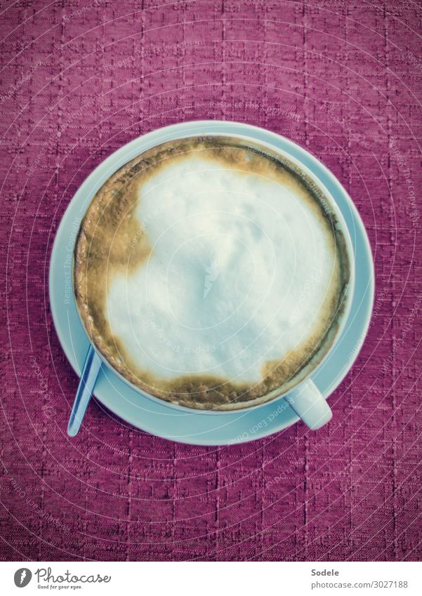 Cup Cappuccino with milk foam Beverage Hot drink Coffee Spoon Style Restaurant Drinking Authentic Fluid Delicious Hospitality Debauchery Relaxation To enjoy