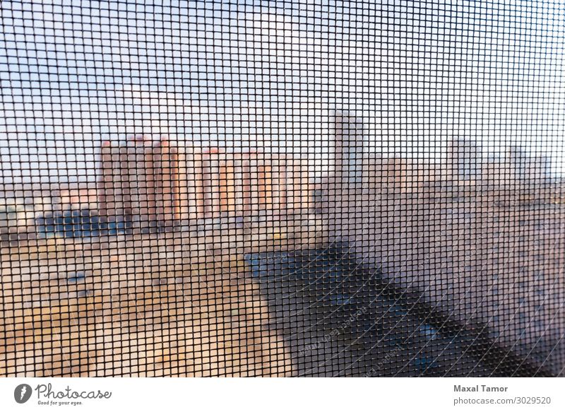 Mosquito Screen on a Window Design Internet Town Building Bee Metal Steel Dark Black Protection backdrop background Bug City construction door dust fly