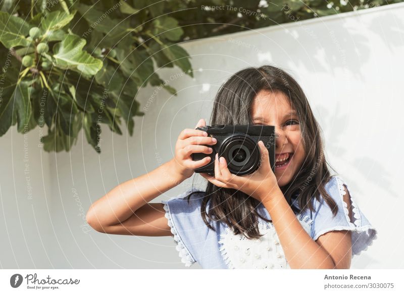 six year old girl photographer Happy Playing Child Camera Human being Girl 1 Smiling 6s six years old Photographer mirrorless Evil objective Take Illustration