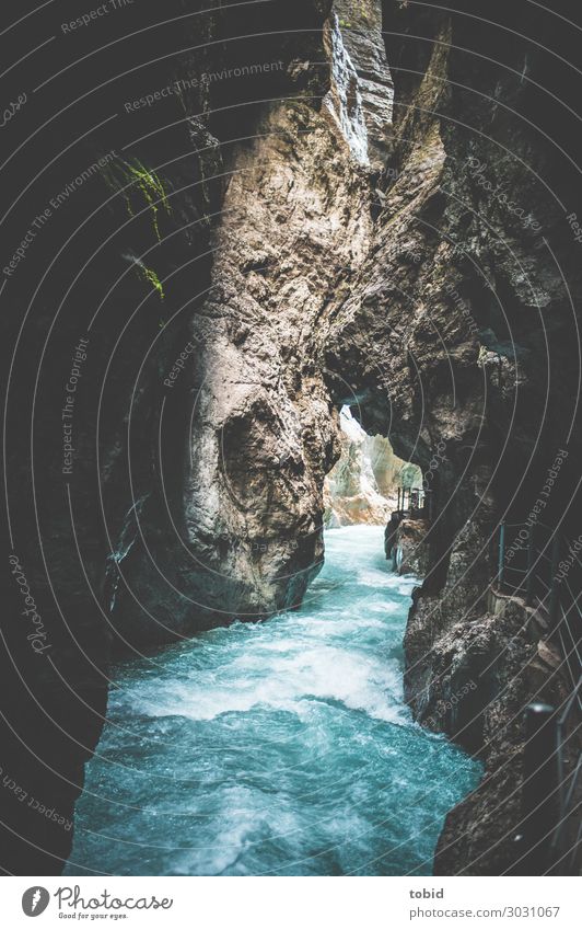 Ripping River Waves Mountain Nature Water Moss Rock Canyon Brook Threat Dark Infinity Wild Mysterious Rocky gorge Eerie Rapid Partnachklamm Flow Lanes & trails