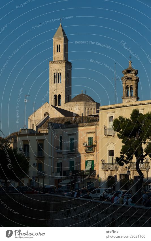 Around the World: Bari Cloudless sky Sunrise Sunset Summer Beautiful weather Old town Church Dome Religion and faith Vacation & Travel Italy Apulia
