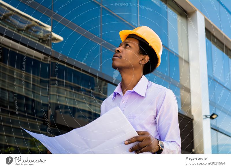 professional architect in helmet looking away Work and employment Profession Craftsperson Office Industry Business Human being Man Adults Building Architecture
