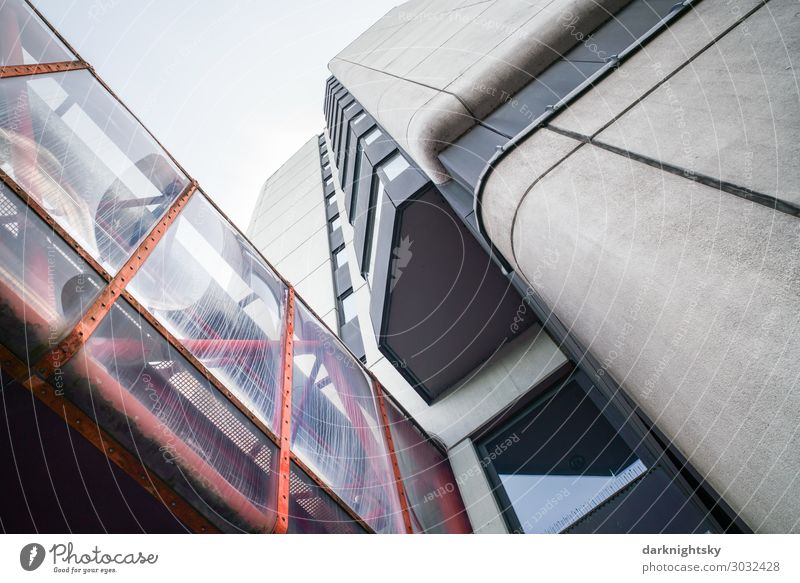 Seventies Architecture victories Siegen-Wittgenstein district Town Downtown Deserted High-rise Bridge Manmade structures Building Justice Wall (barrier)