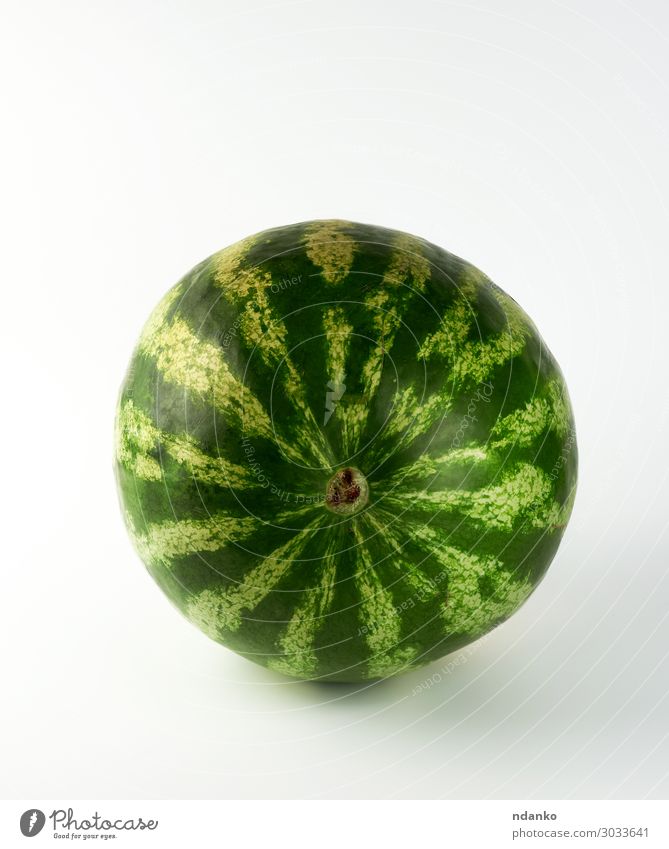 big green striped whole watermelon Fruit Dessert Nutrition Eating Vegetarian diet Diet Summer Nature Fresh Large Juicy Green White agriculture Berries circle