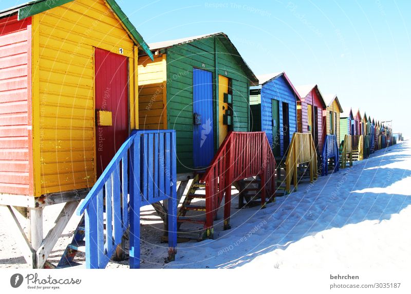 the colourful houses of muizenberg To enjoy Dream Cape Town Vacation & Travel Freedom Nature Far-off places Trip Adventure Tourism Sky coast Beach Ocean